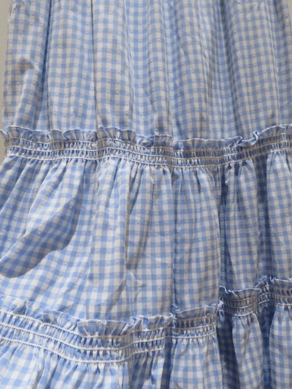 O.P.T Daphne Gingham Smocked Tiered Midi Dress Medium Trad Wife Cottagecore - Picture 11 of 16